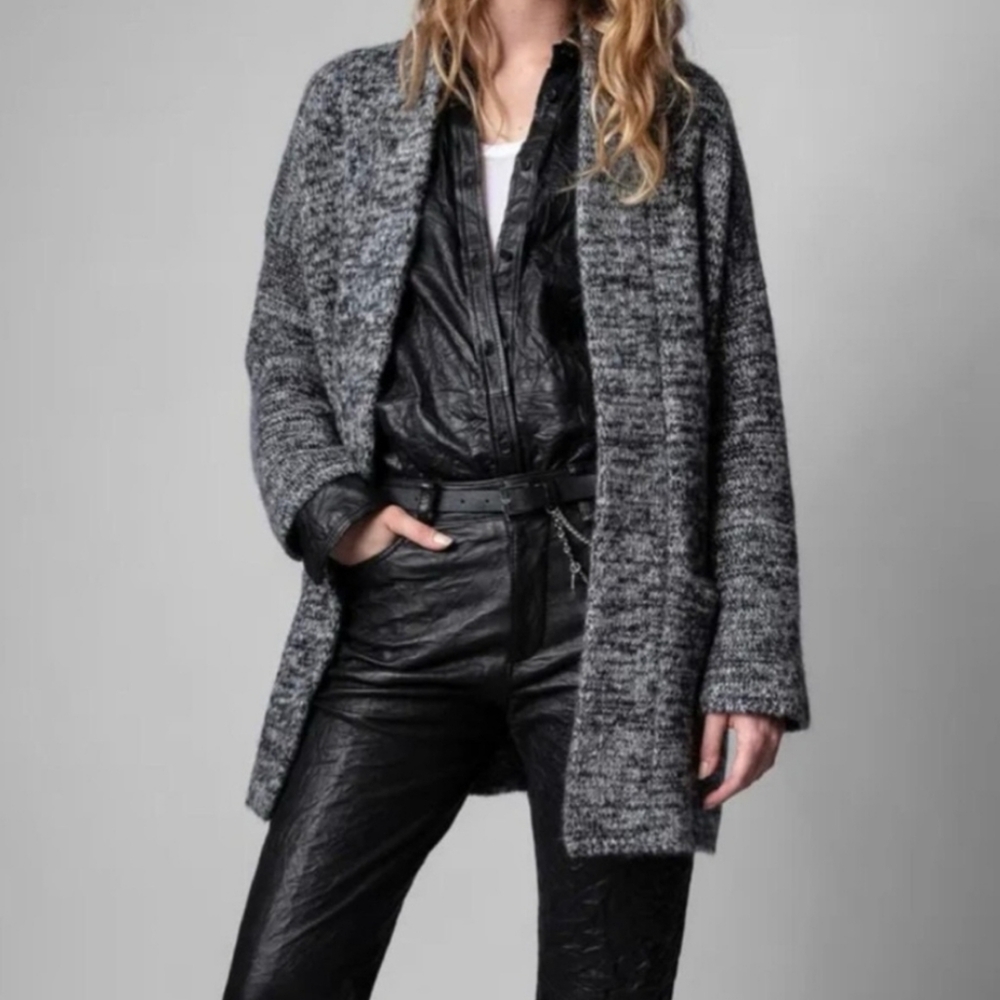 Zadig & Voltarie  Mia Gray Knit Women's Jacket Cardigan Sweater